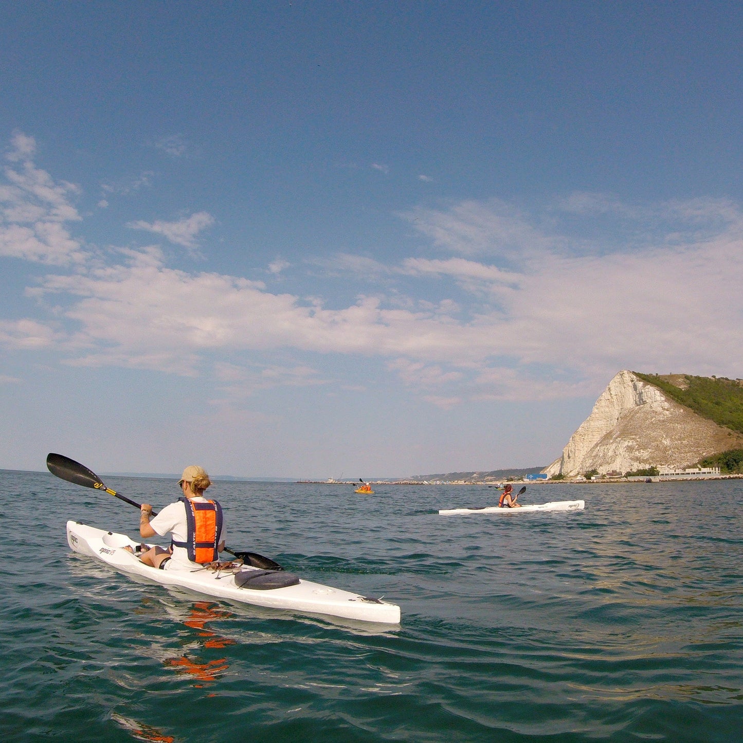  Sea or surfer kayaking lesson for beginners. Kavarna