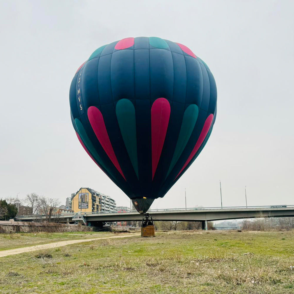 Panoramic balloon ascent in heart of Plovdiv with  HD camera shooting