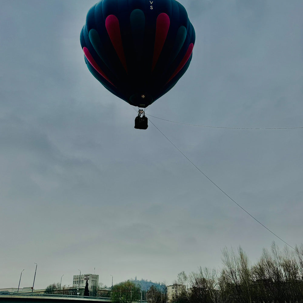 Panoramic balloon ascent in heart of Plovdiv with HD camera shooting