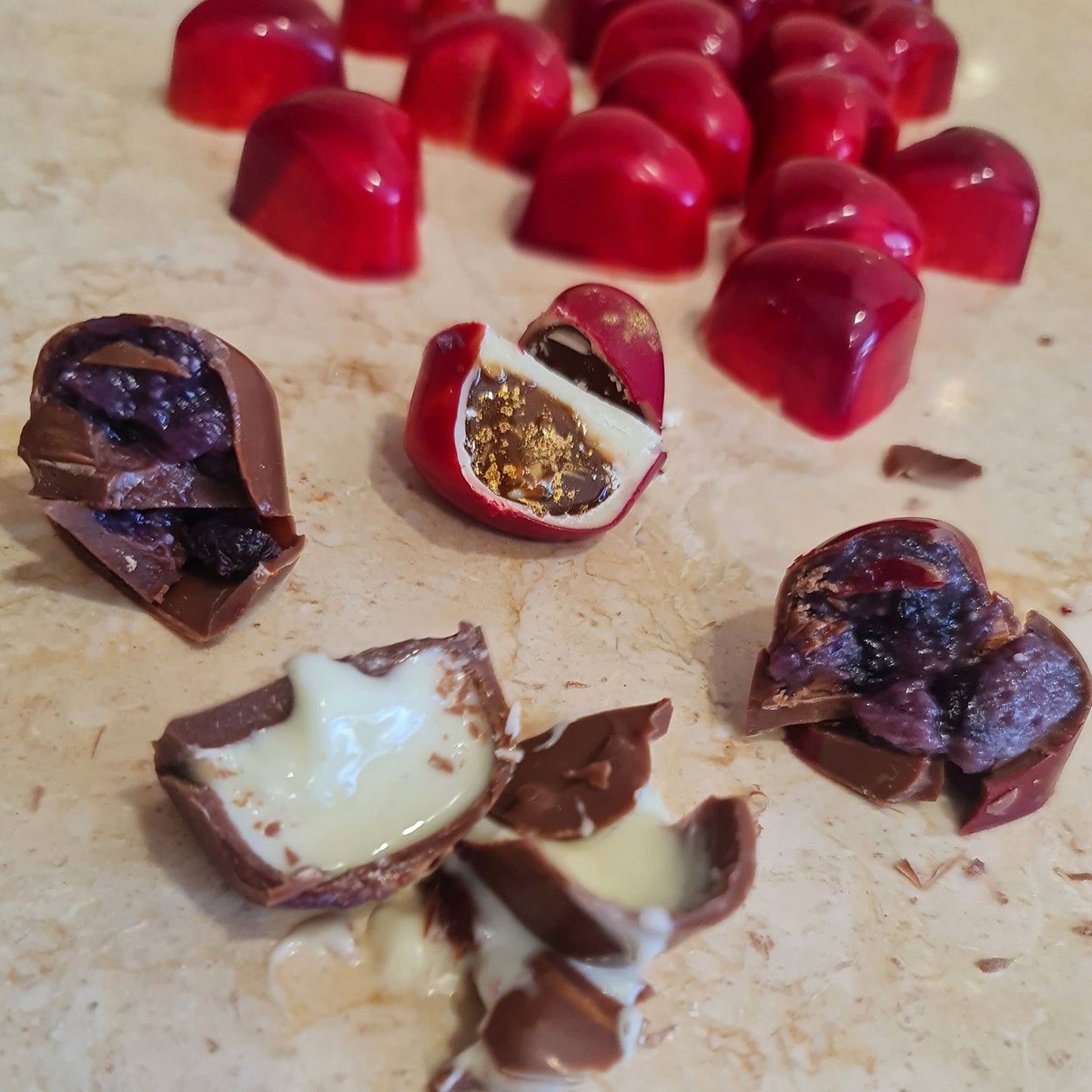 Sampling and exclusive production of chocolates.