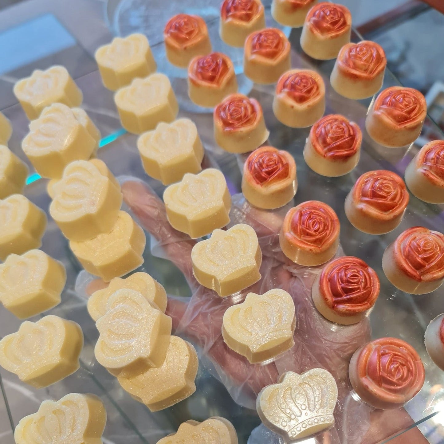 Sampling and exclusive production of chocolates.