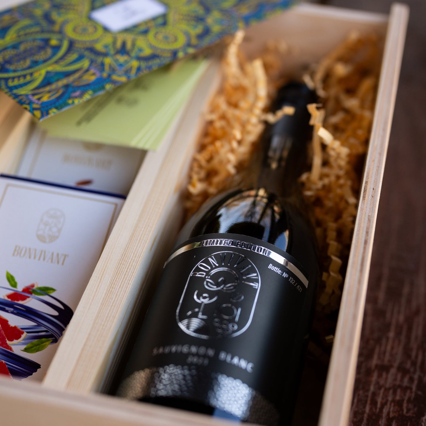 The perfect gift combination. Wine and chocolate for true connoisseurs