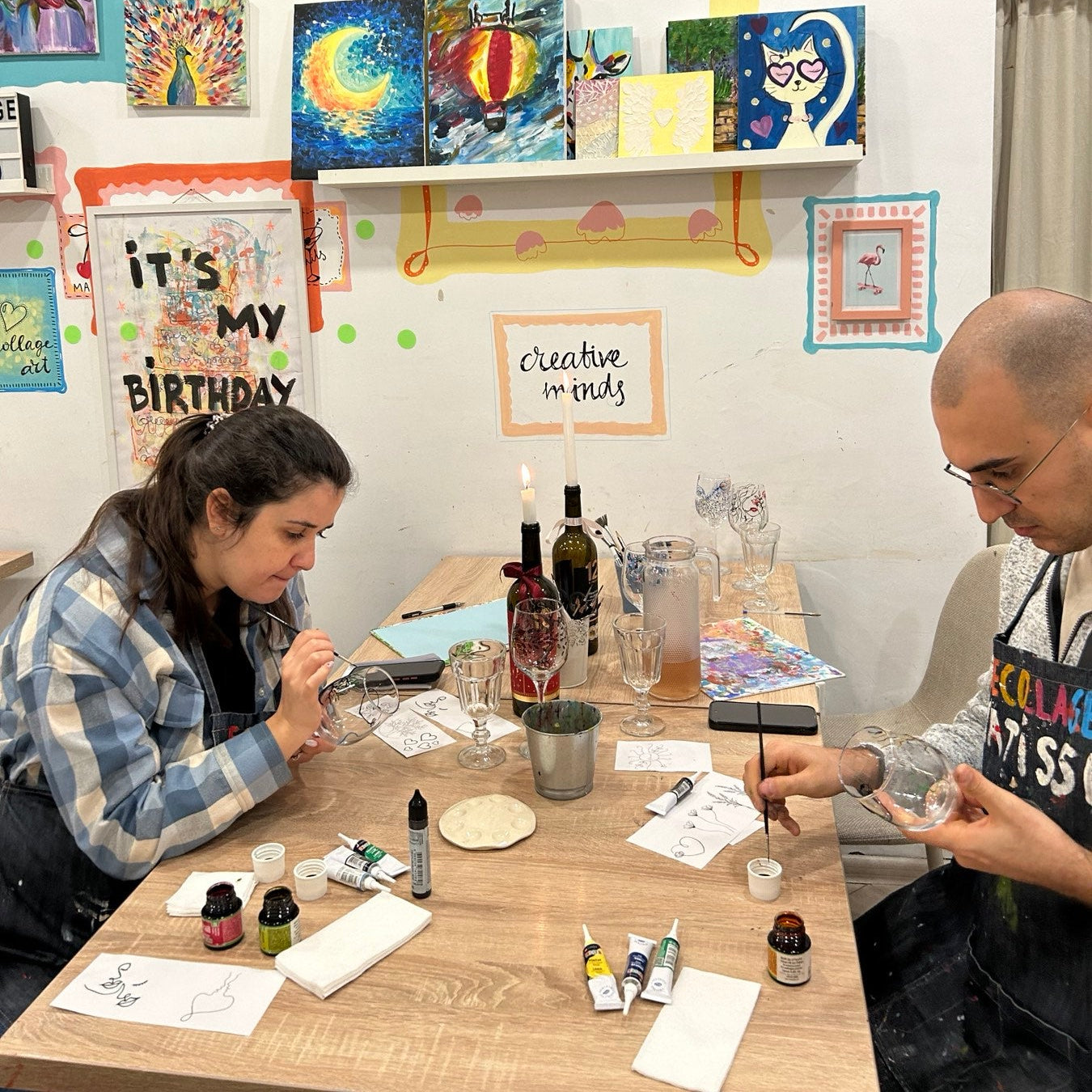 Art date for two. Romantic art workshop