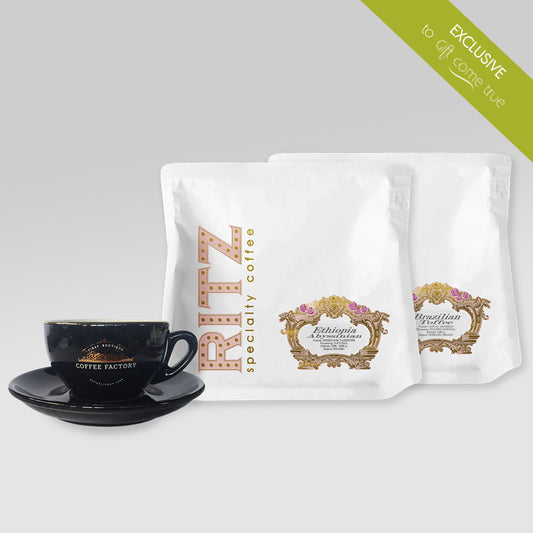 2 selected special coffees and gift 1 late cup with saucer