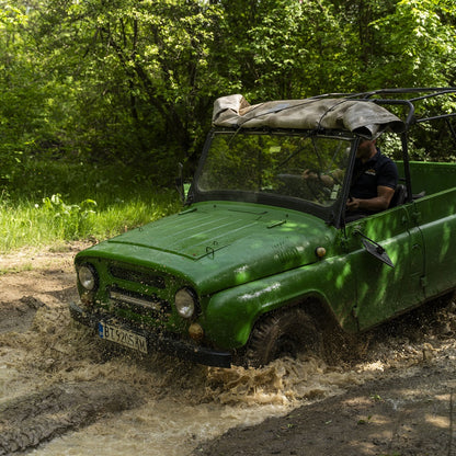 Offroad authentic Russian military jeep. Veliko Tarnovo and Arbanassi