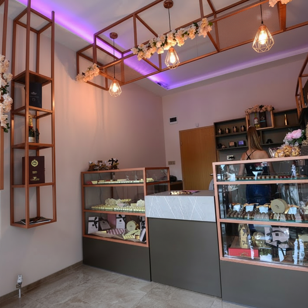 Sampling and exclusive production of chocolates.