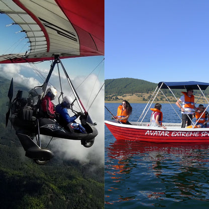 Summer air and water adventure combo. Moto-delta glider flight and free boat rental at Batak dam