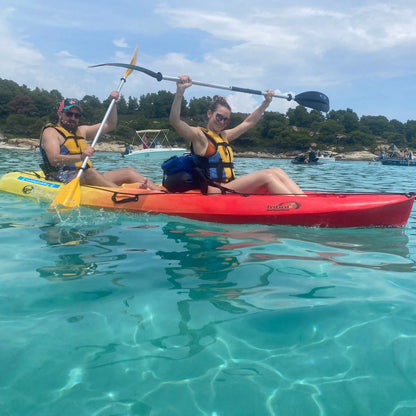 Half-day kayak tour in the crystal waters around Vourvourou and Diaporos island. Greece