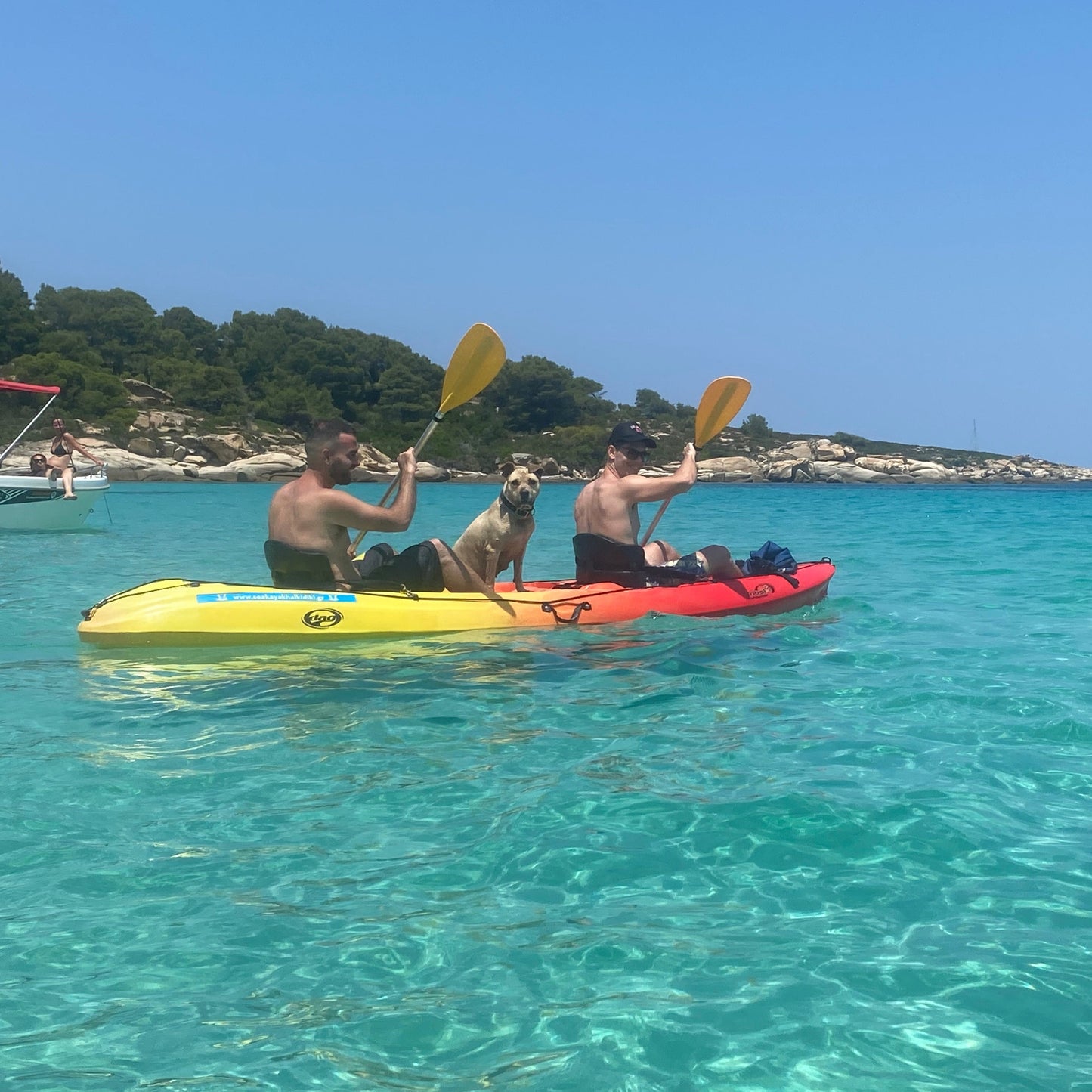 Half-day kayak tour in the crystal waters around Vourvourou and Diaporos island. Greece