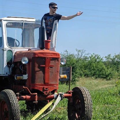 Driving a tractor on your own. Veliko Tarnovo and Arbanassi