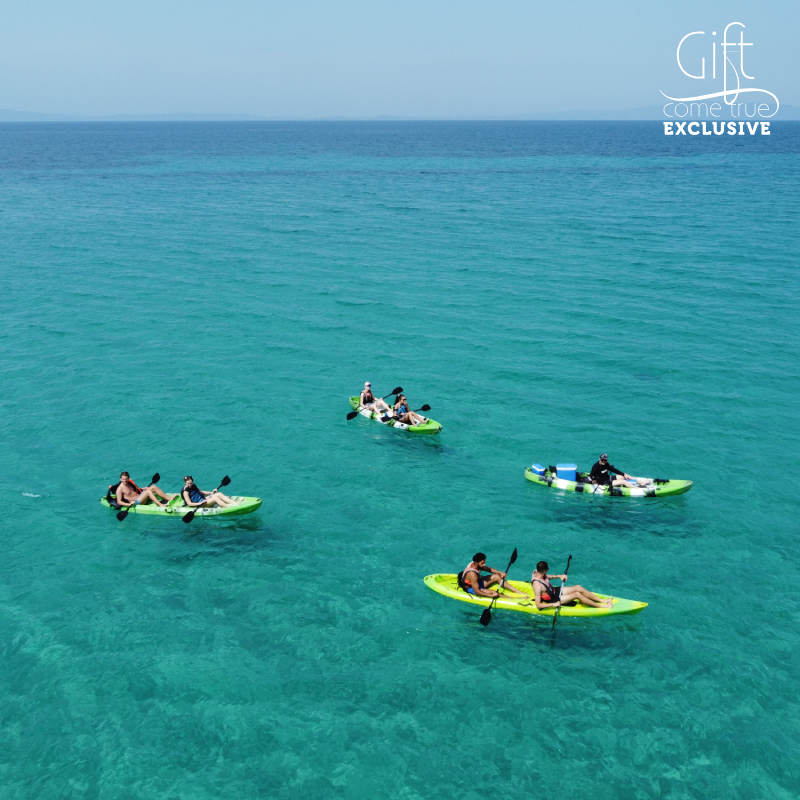 Half-day kayak tour in the crystal waters around Vourvourou and Diaporos island. Greece