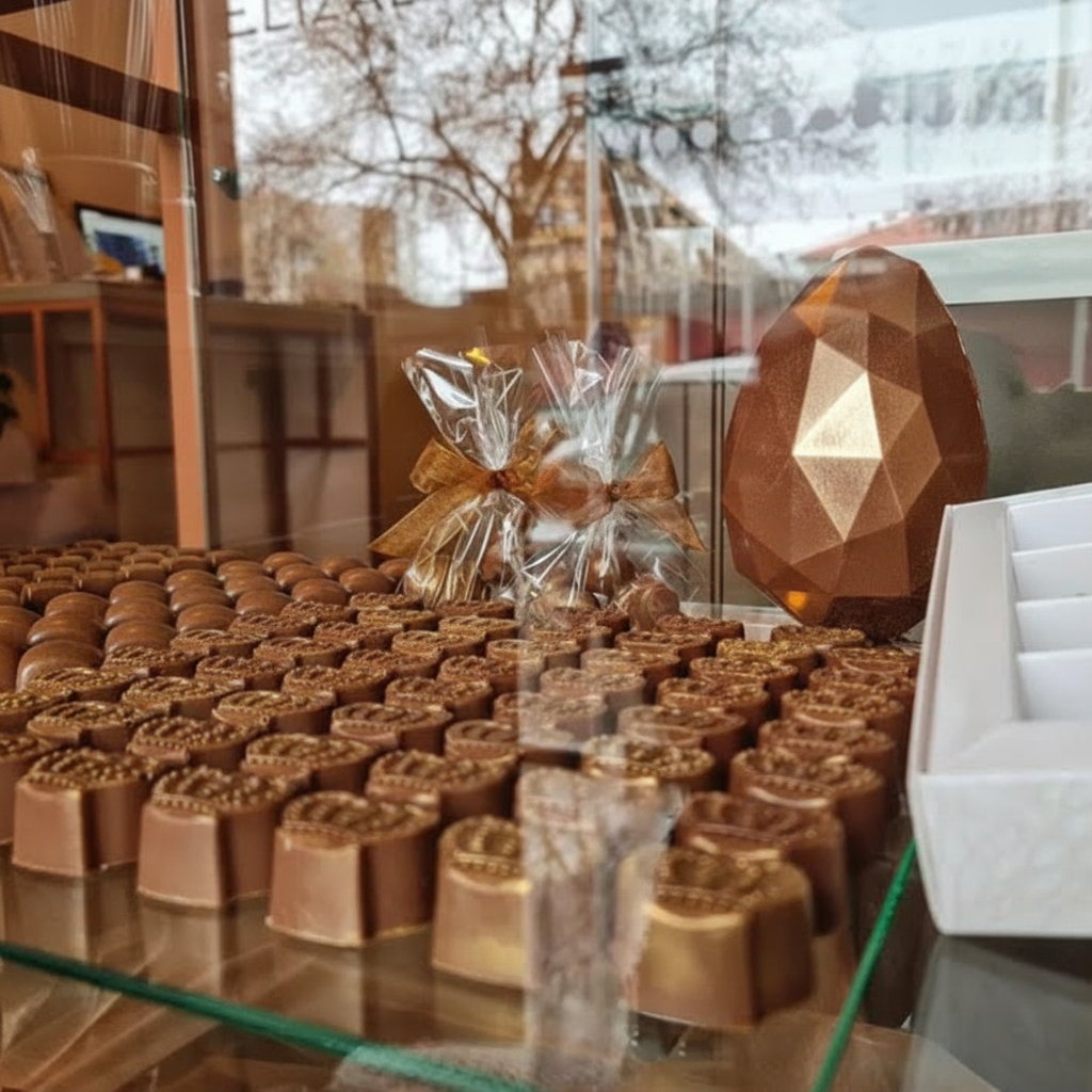 Sampling and exclusive production of chocolates.