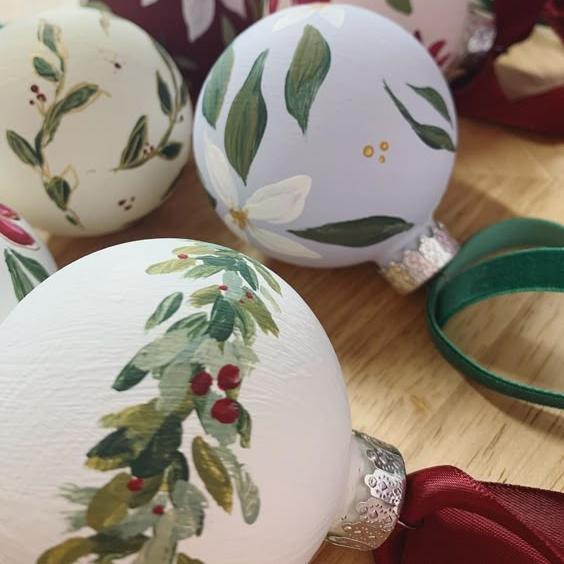 Christmas bauble painting and decoupage workshop. Varna