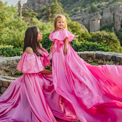 Flying dress photo shoot at the Belogradchik rocks