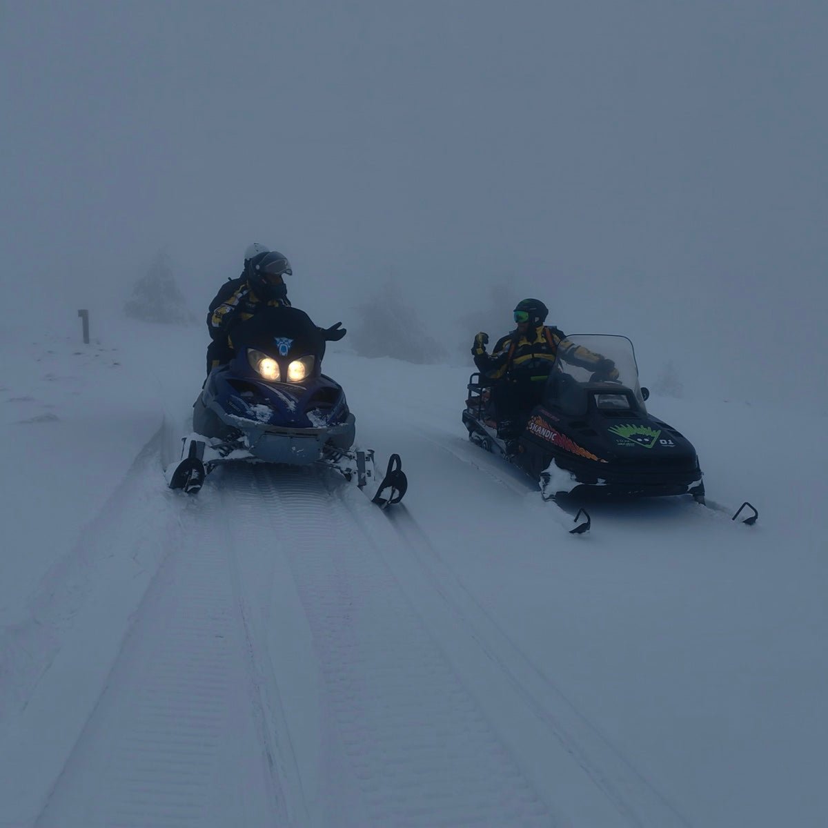 Night snowmobile ride just 50 km from Sofia