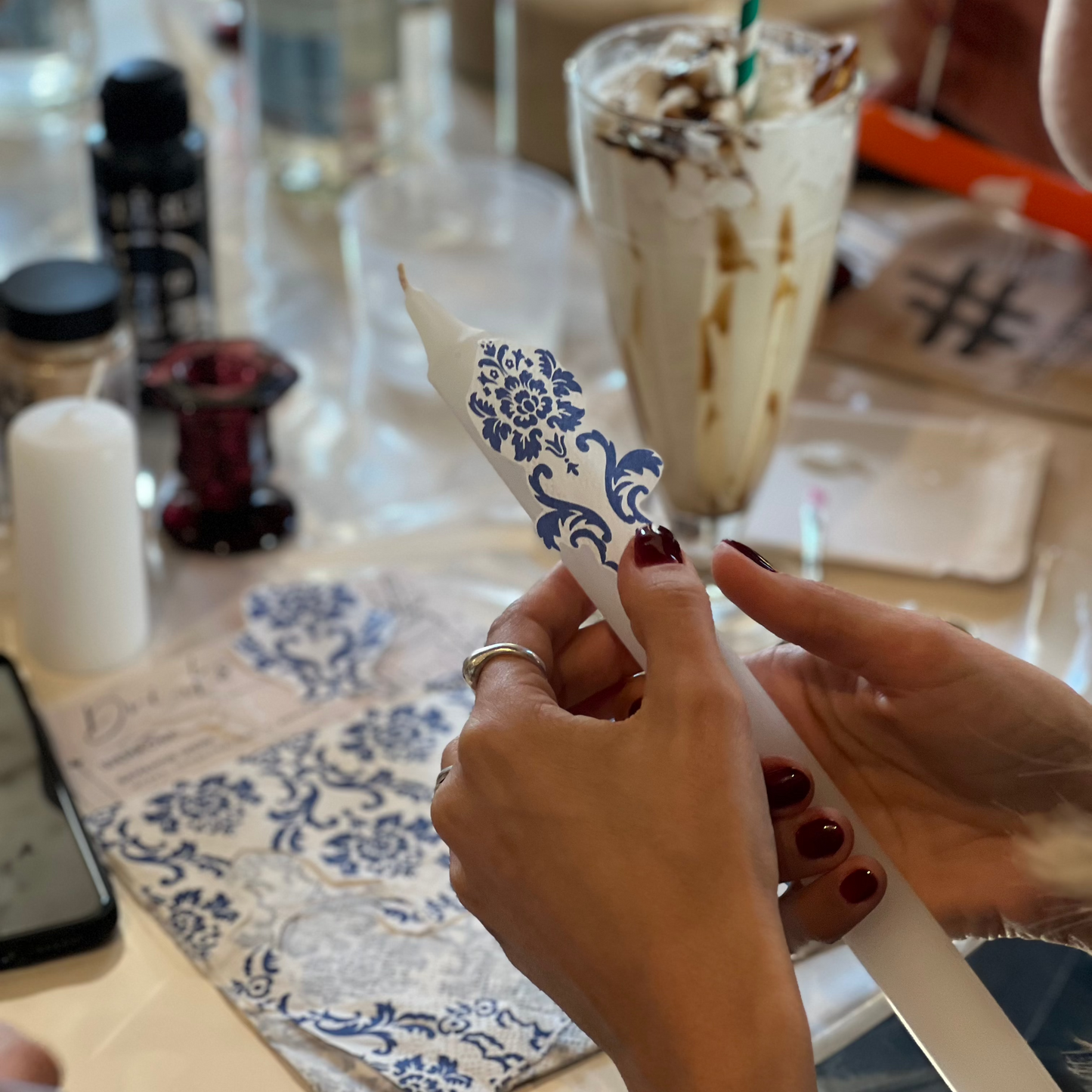 Candle painting and decoupage workshop for a cozy home interior. Varna