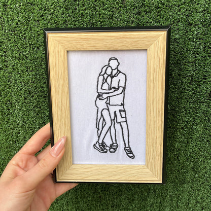 Minimalist personalized embroidery for couples on a T-shirt or a picture