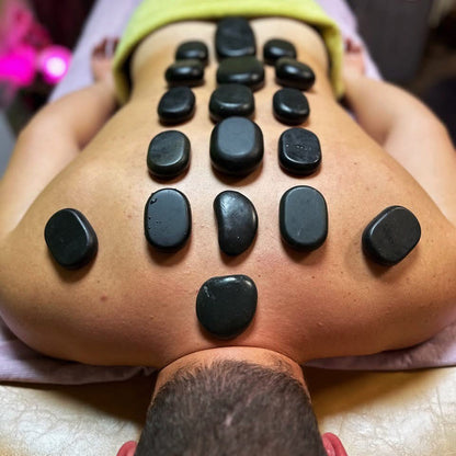 Hot stone massage with volcanic stones