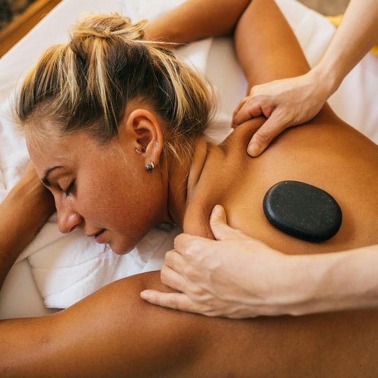 Hot stone massage with volcanic stones