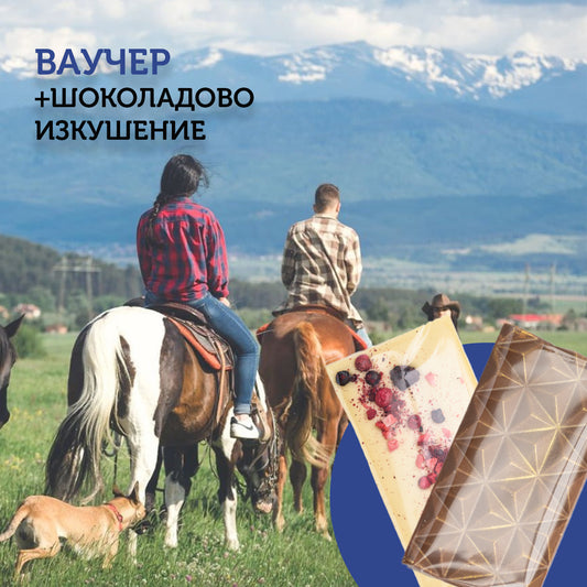 A special gift. Romantic horse riding for two and a chocolate treat