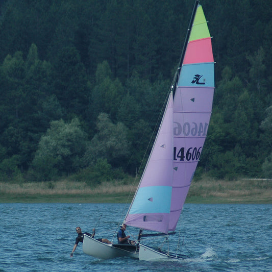 Sailing on Iskar Dam with a catamaran - Racing class Hobie Cat 18
