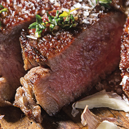 Beef steaks and burgers